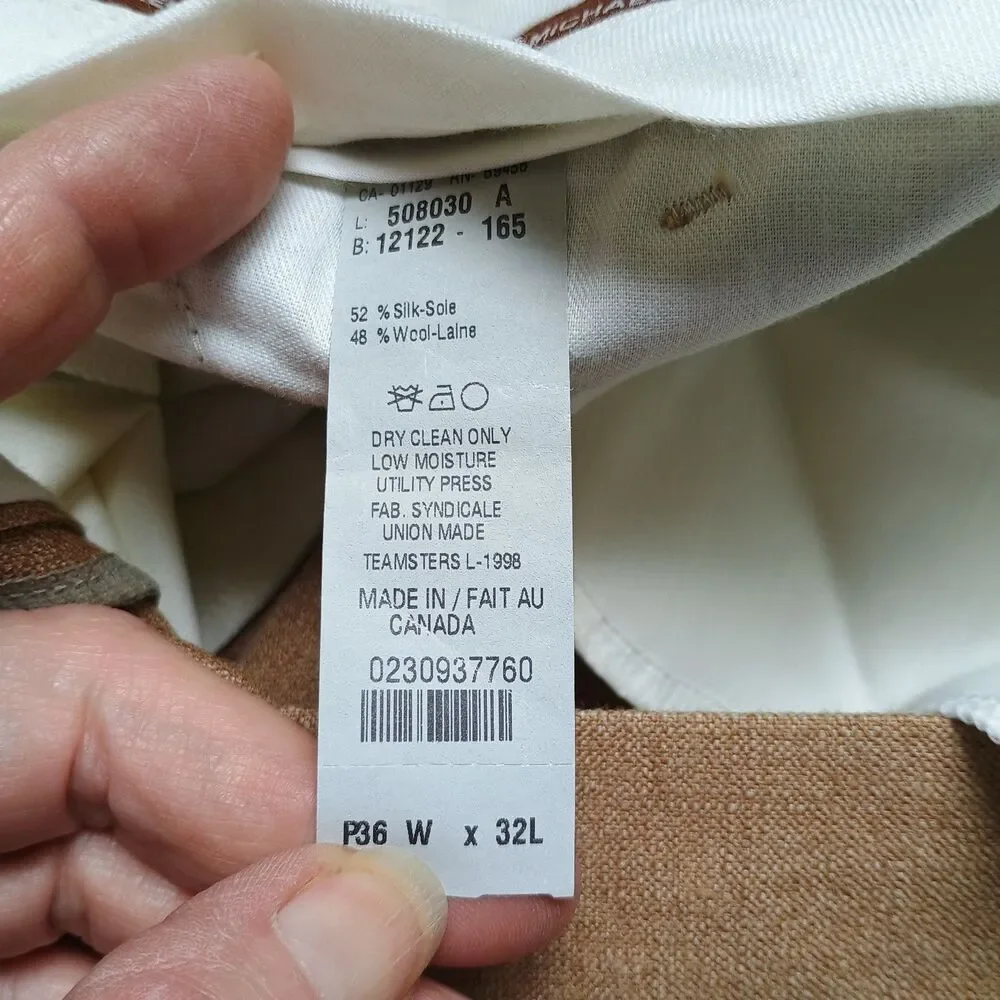 Michael Kors Dress Pants Mens Sz 37x32 (actual)Tan Silk Wool Blend